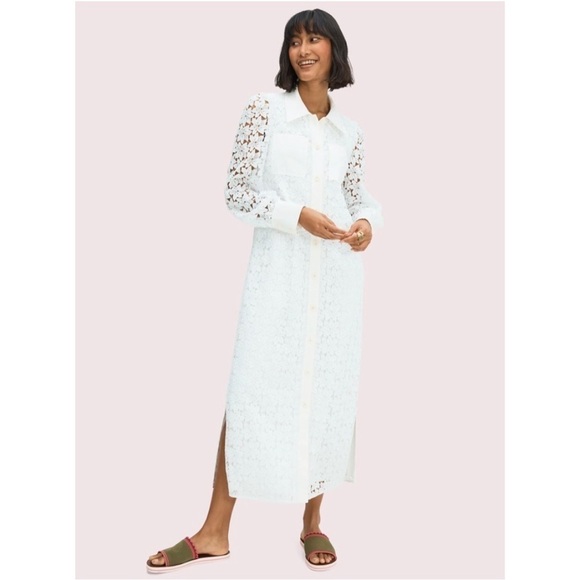 NWT Kate Spade Leaf Lace Shirtdress - Picture 2 of 16